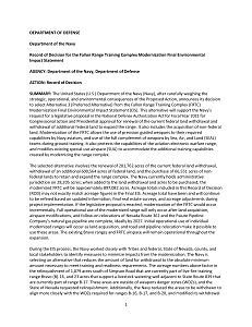Record of Decision for the Fallon Range Training Complex Modernization Final Environmental Impact Statement (March 2020)